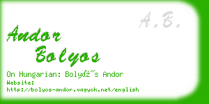 andor bolyos business card